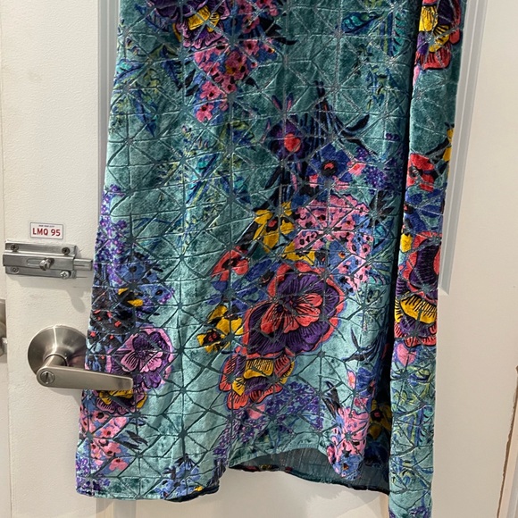 Anthropologie Moulinette Soeurs Blue Lange Velvet Slip Midi Dress Metallic - Picture 6 of 8